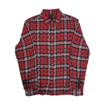 ルーズエンド LOOSE END 総柄CHプラス 【袖クロスパッチ付チェックシャツ】【レッド】 SIZE:L
