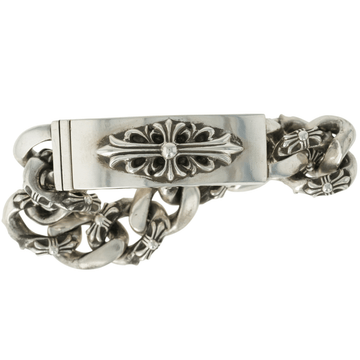 FLORAL CROSS ID FANCY CHAIN 11LINK [Silver Bracelet]