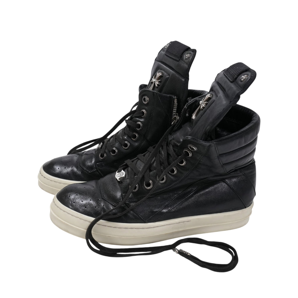 ×リックオウエンス CHクロス付きジオバスケット CH CROSS GEOBASKET【レザースニーカー】SIZE:43
