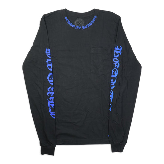 ネックロゴプリント 【カットソー】【ブラック×ブルー】【新品】 SIZE:S