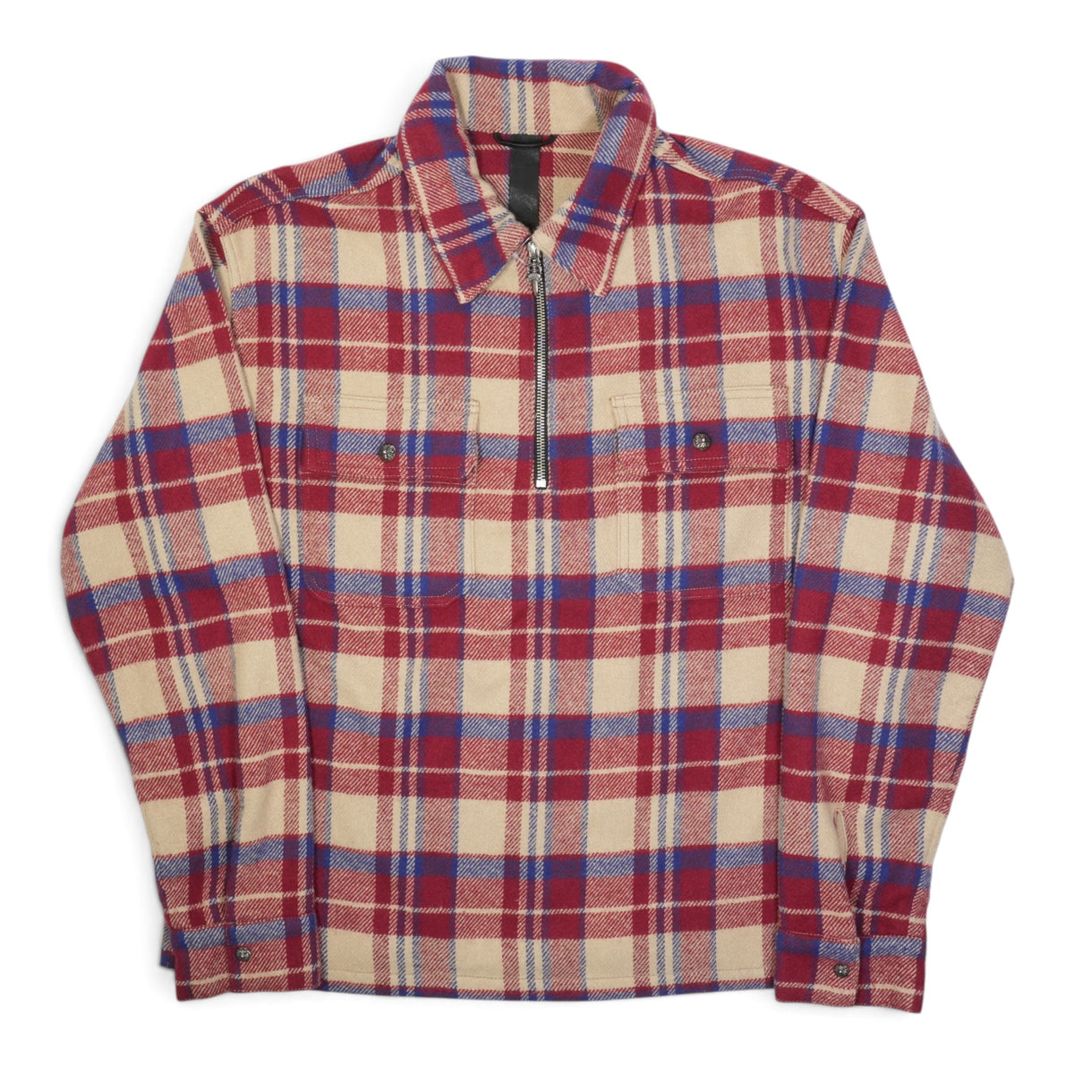 アンダードッグ UNDER DOG 【ハーフジップチェックシャツ】【レッド】 SIZE:S