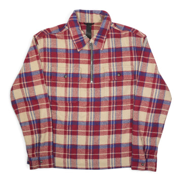 アンダードッグ UNDER DOG 【ハーフジップチェックシャツ】【レッド】 SIZE:S