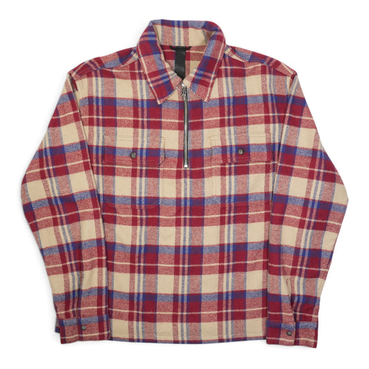 アンダードッグ UNDER DOG 【ハーフジップチェックシャツ】【レッド】 SIZE:S