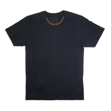 ネックロゴ袖プリント 【Tシャツ】【ブラック×ブラウン】 SIZE:M