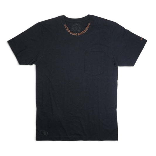 ネックロゴ袖プリント 【Tシャツ】【ブラック×ブラウン】 SIZE:M