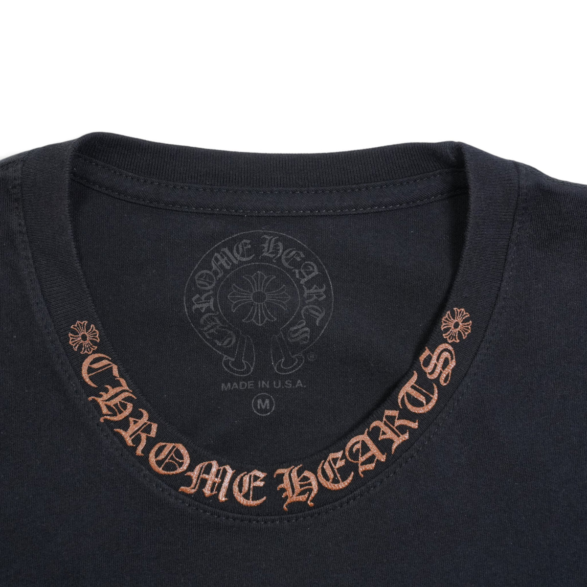 ネックロゴ袖プリント 【Tシャツ】【ブラック×ブラウン】 SIZE:M