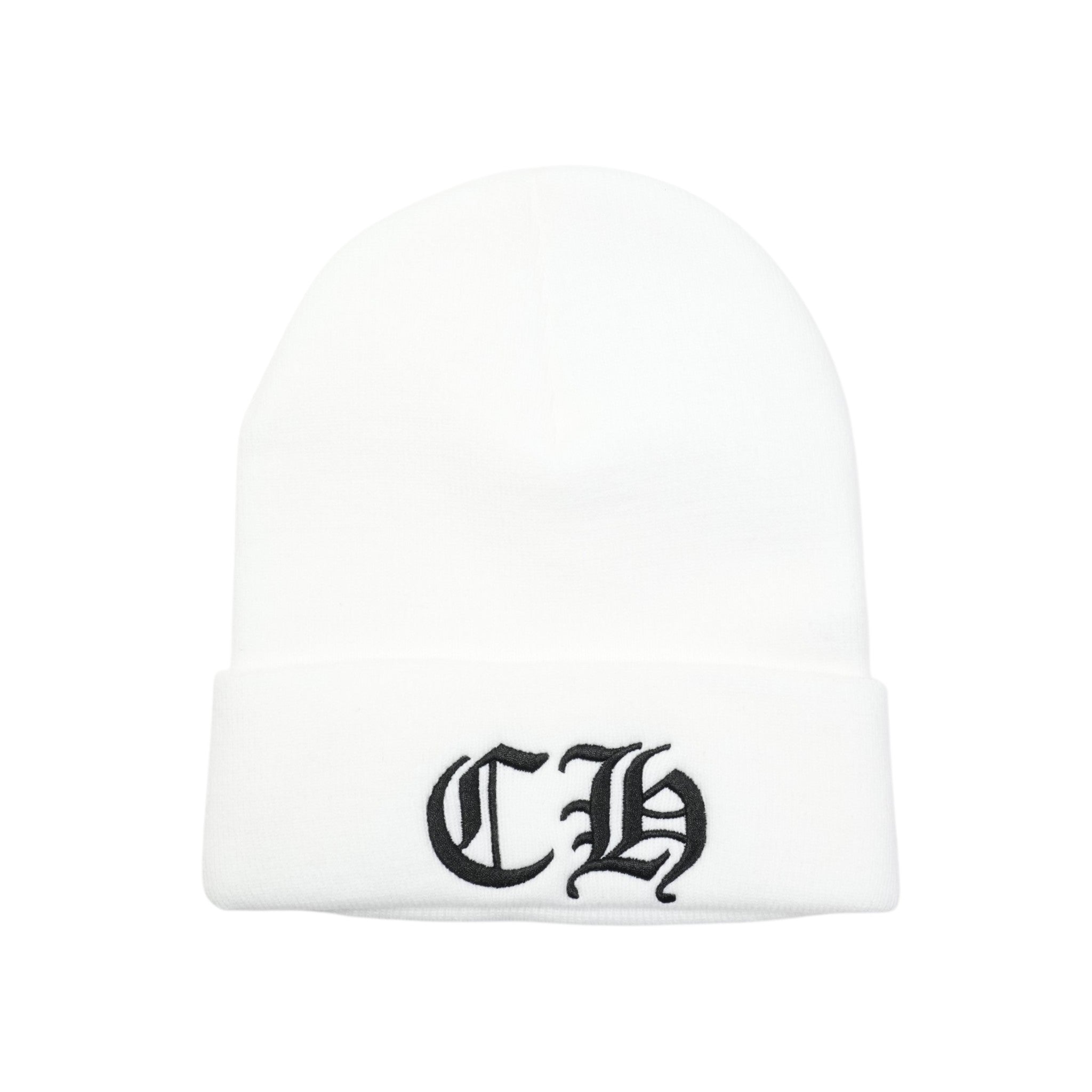 クロムハーツ CH刺繍 ニット帽/ビーニー/WATCH CAP ホワイト ONE SIZE 新品