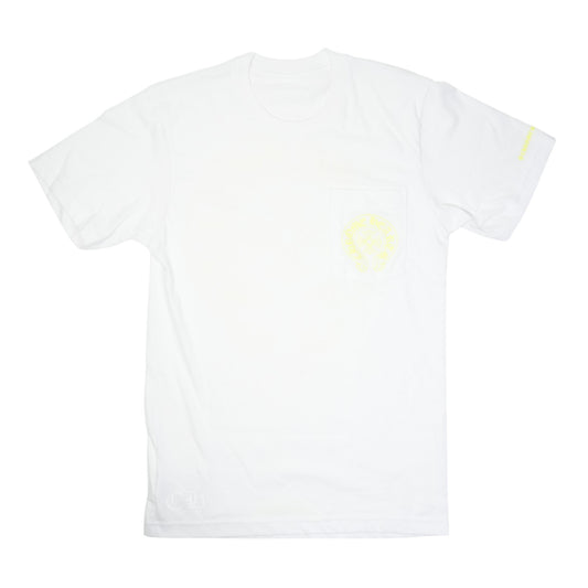 ホースシューバックプリント 【Tシャツ】【ホワイト×イエロー】 SIZE:S