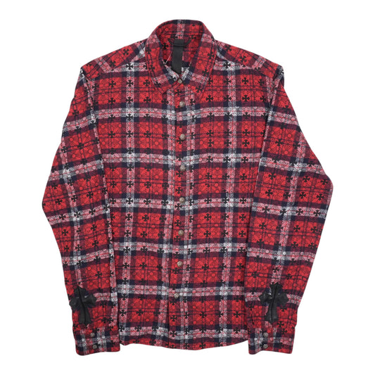 ルーズエンド LOOSE END 総柄CHプラス 【袖クロスパッチ付チェックシャツ】【レッド】 SIZE:M