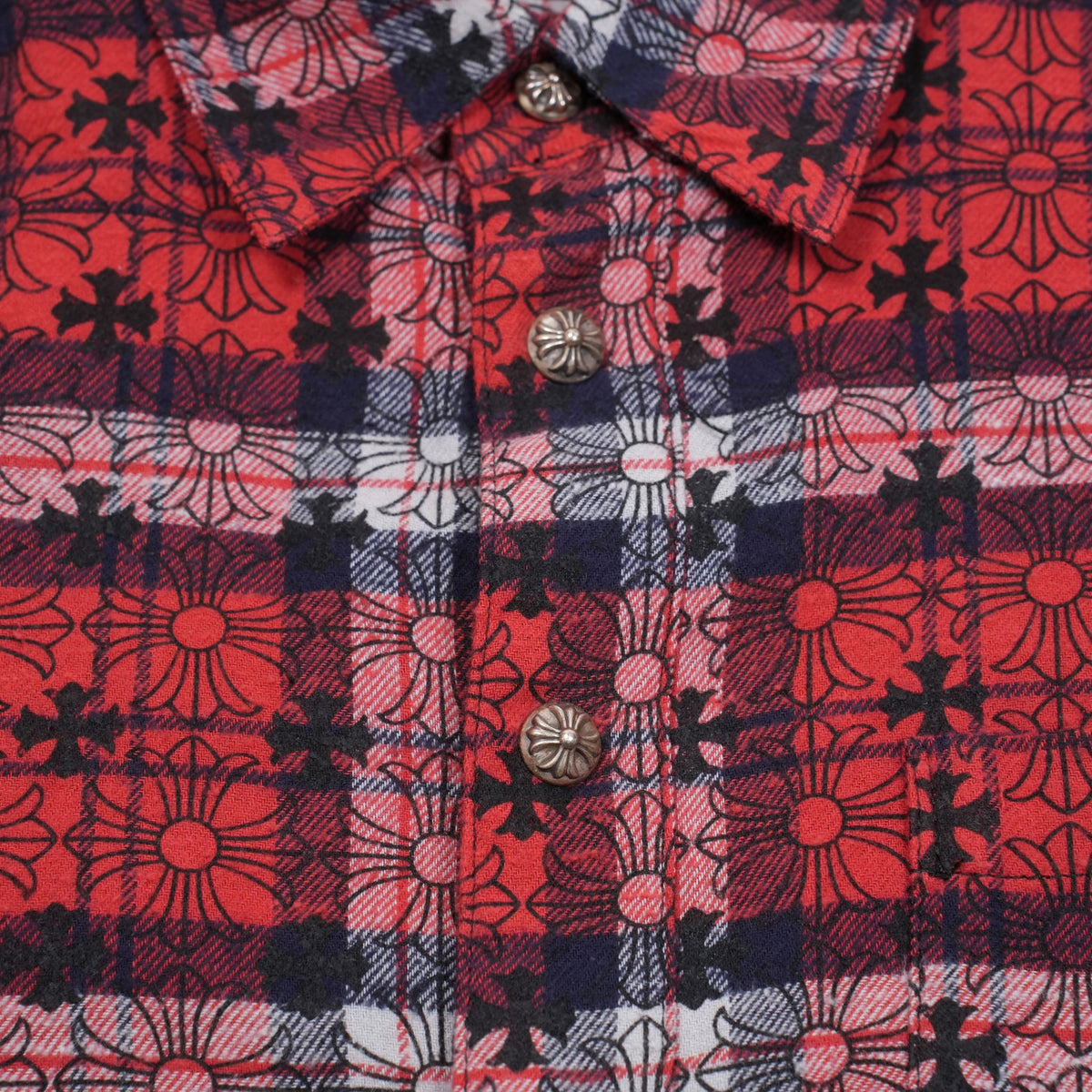 ルーズエンド LOOSE END 総柄CHプラス 【袖クロスパッチ付チェックシャツ】【レッド】 SIZE:M