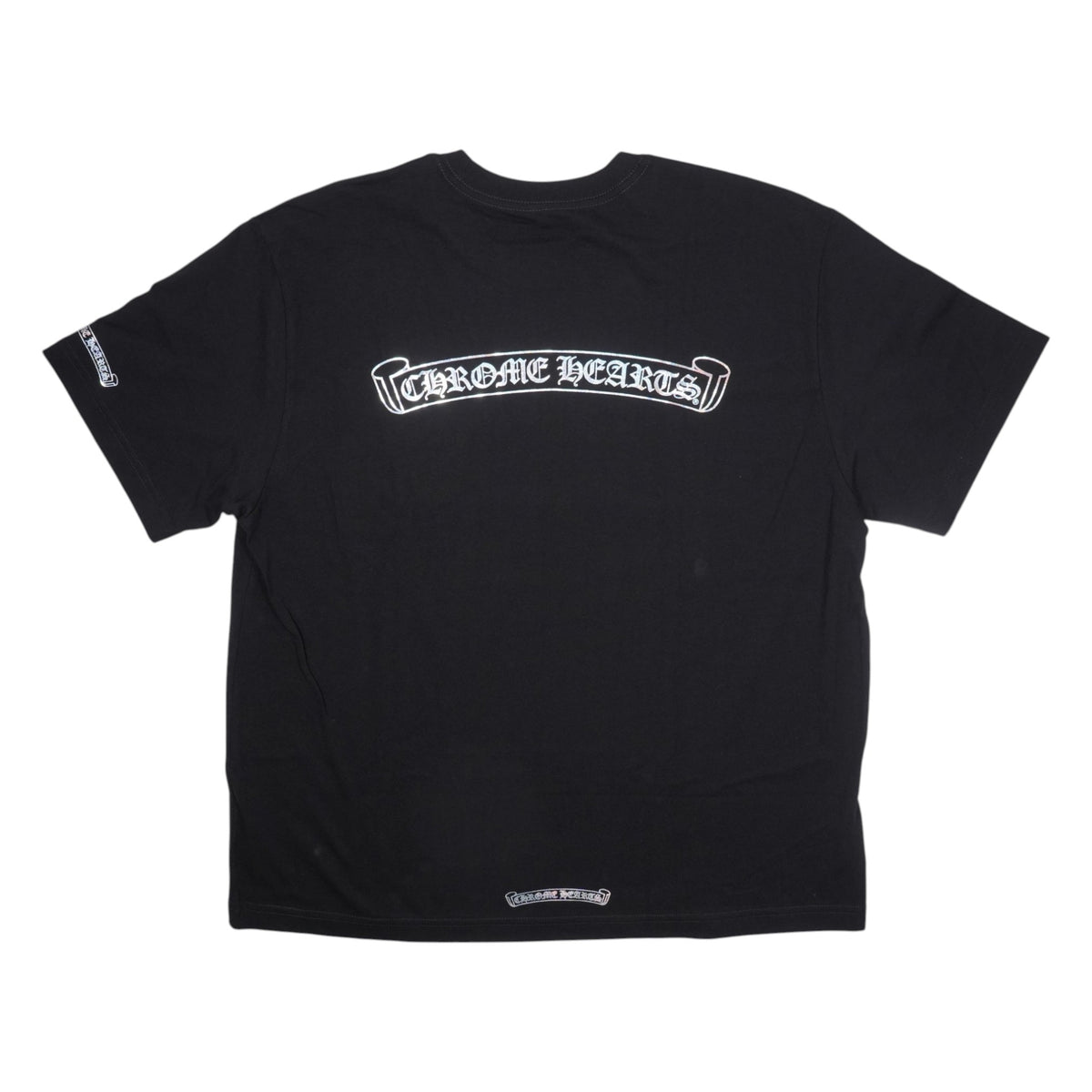 スクロールラベルバックプリント 【Tシャツ】【ブラック×シルバー】【新品】 SIZE:XL