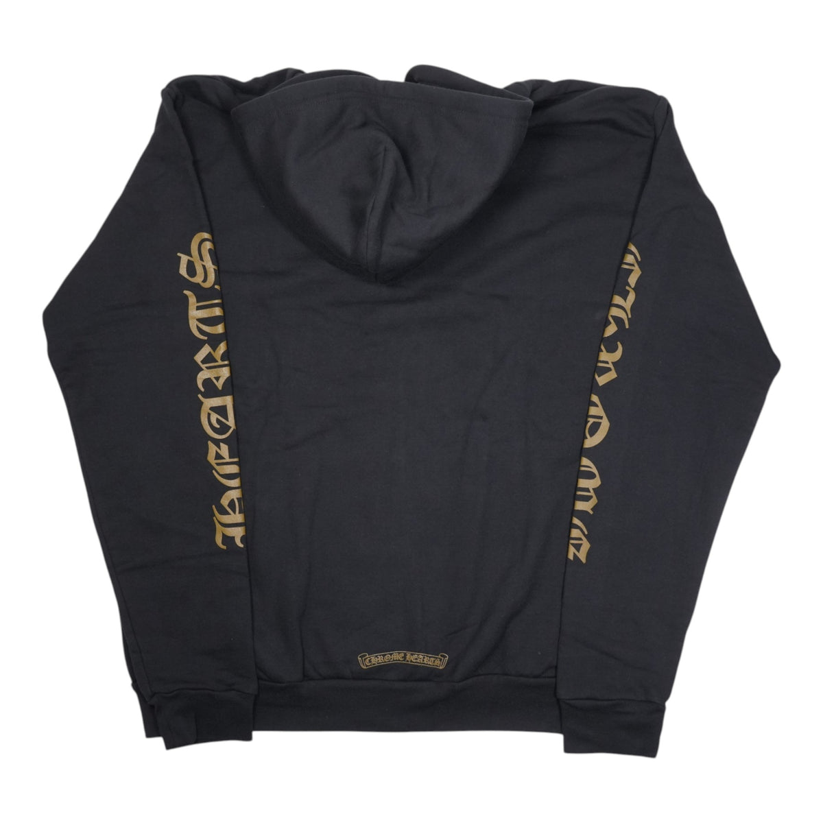 英字袖プリント 【ジップパーカー】【ブラック×ゴールド】 SIZE:M