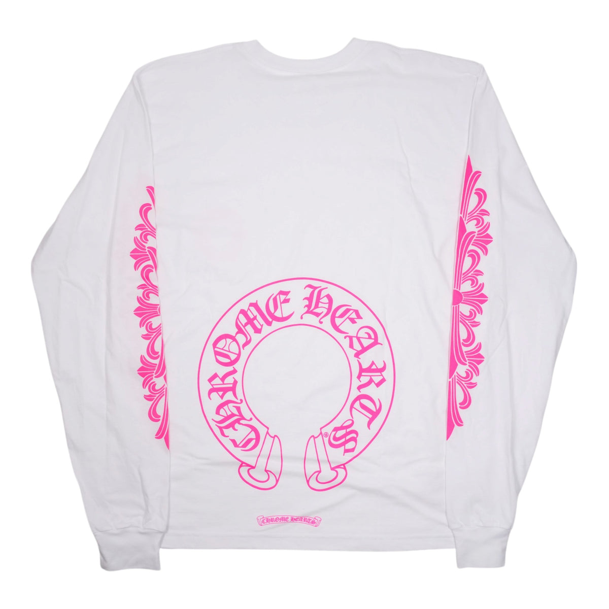 袖フローラルホースシュー袖プリント 【カットソー】【ホワイト×ピンク】【新品】 SIZE:XL
