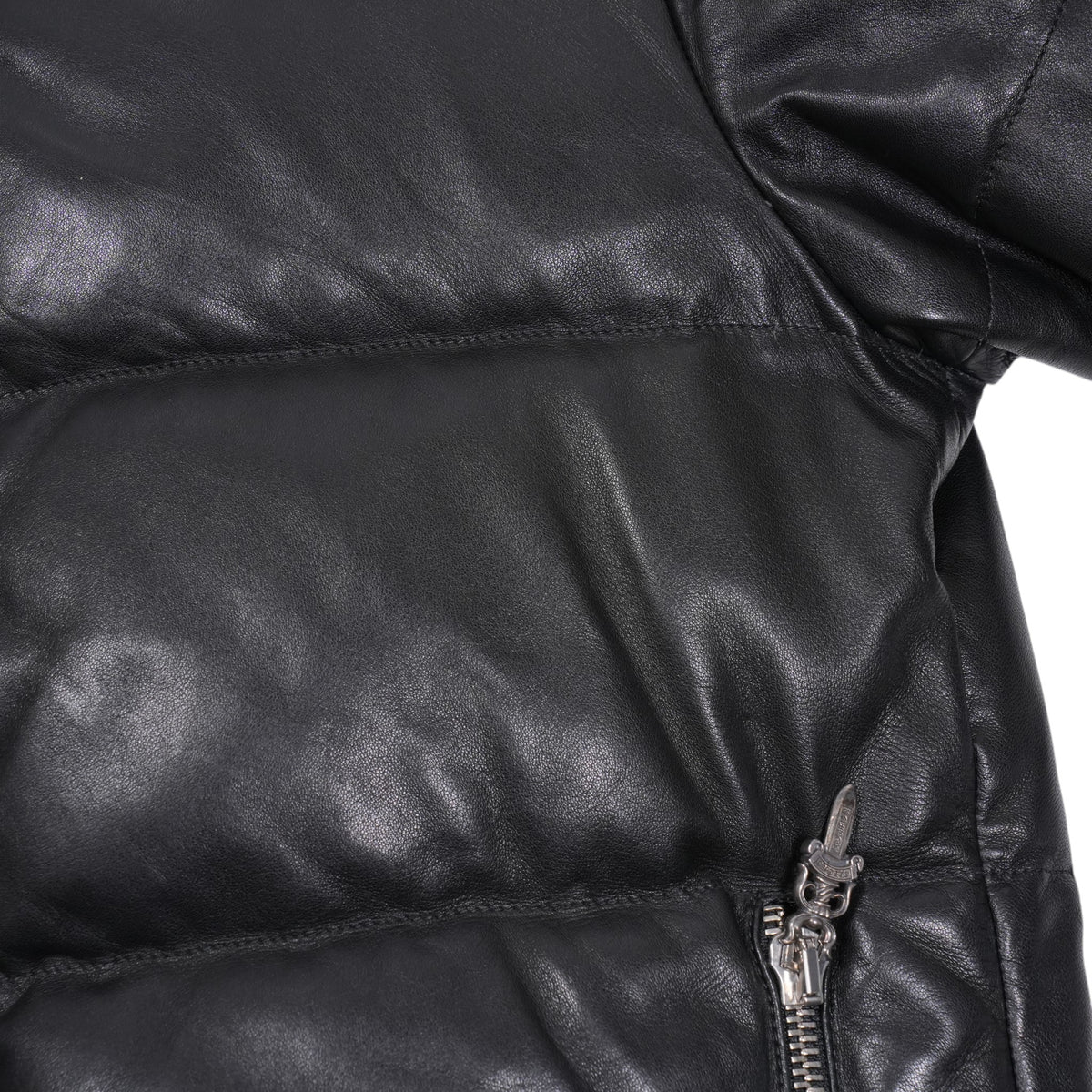クロスボールボタン レザーダウン 【ダウンジャケット】【ブラック】 SIZE:L