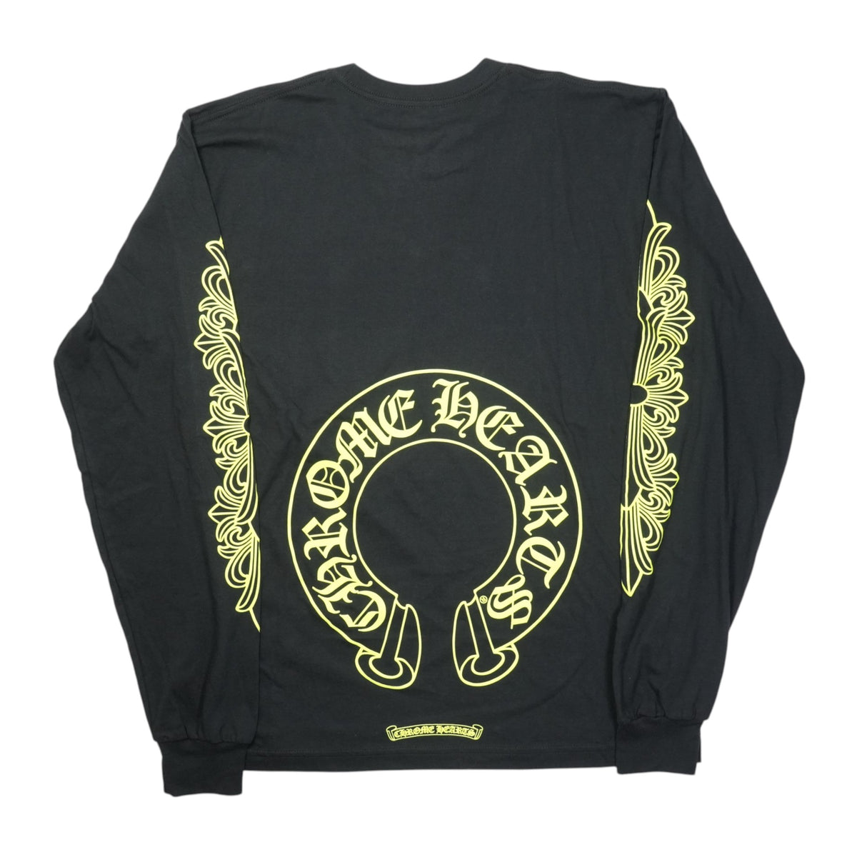 袖フローラルホースシューバックプリント 【カットソー】【ブラック×イエロー】【新品】 SIZE:L