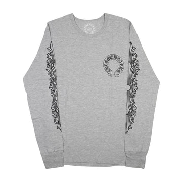 フローラル袖プリント 【サーマルカットソー】【グレー】 SIZE:L