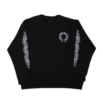 袖フローラルホースシュープリント 【スウェット】【ブラック】 SIZE:XL