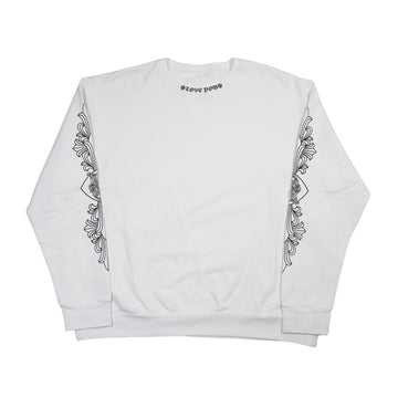 ラブユー LOVE YOU ネックロゴ袖フローラルプリント 【スウェット】【ホワイト】【新品】 SIZE:L