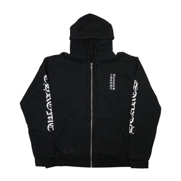 袖ロゴプリント 【ジップパーカー】【ブラック×ホワイト】 SIZE:L