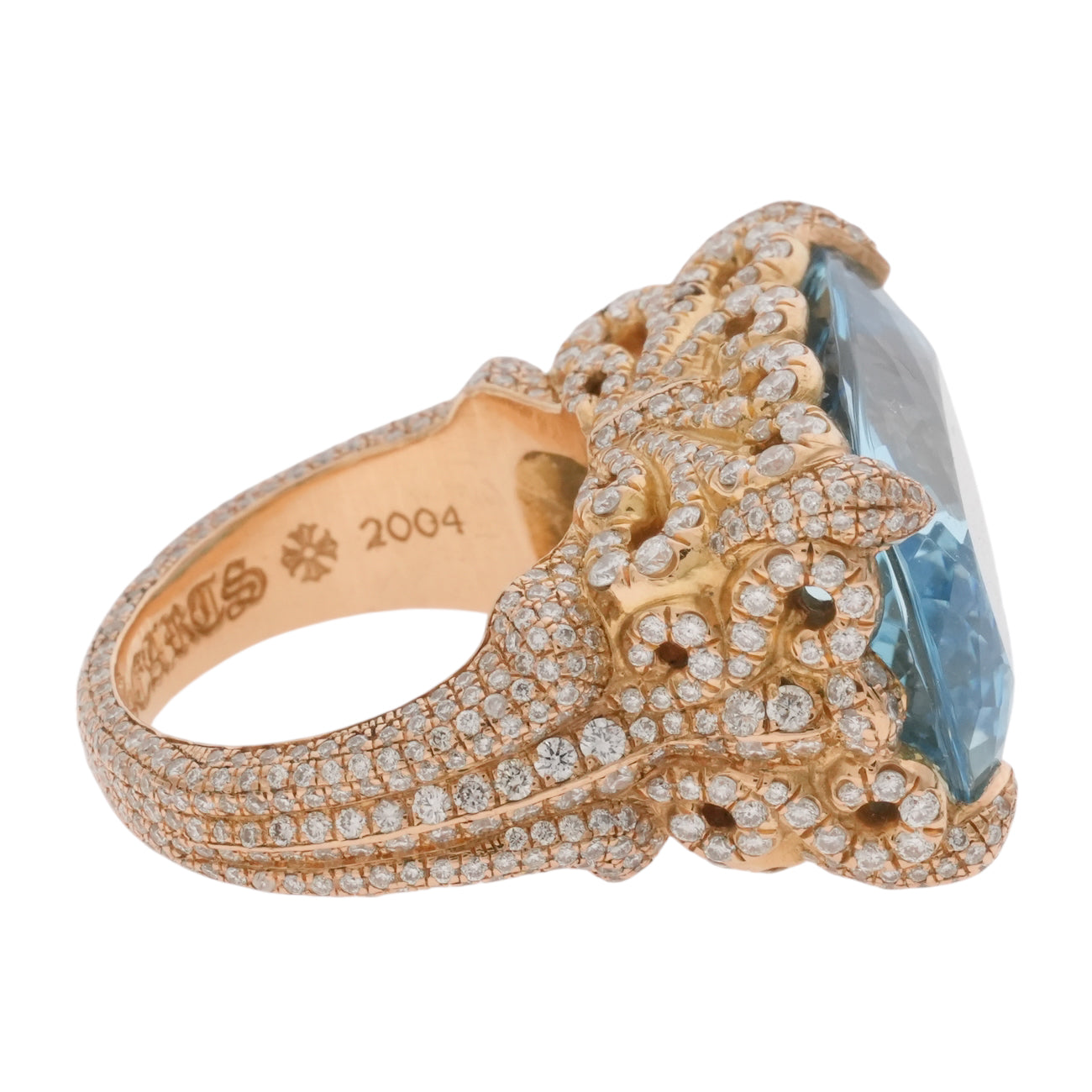 クロムハーツ  22K COCK TAIL WRAP/P SAP /バタフライカクテル PAVEサファイア/ゴールドリング メンズ 6号 22K バタフライカクテル PAVE DIA COCK TAIL WRAP 【ゴールドリング