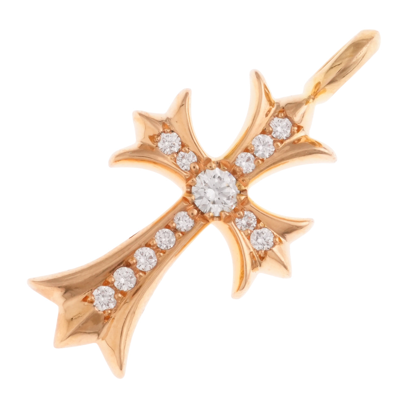 22K タイニーファットクロス PAVE DIA CRS F TINY 【ゴールドネックレストップ チャーム パヴェ ダイヤモンド】