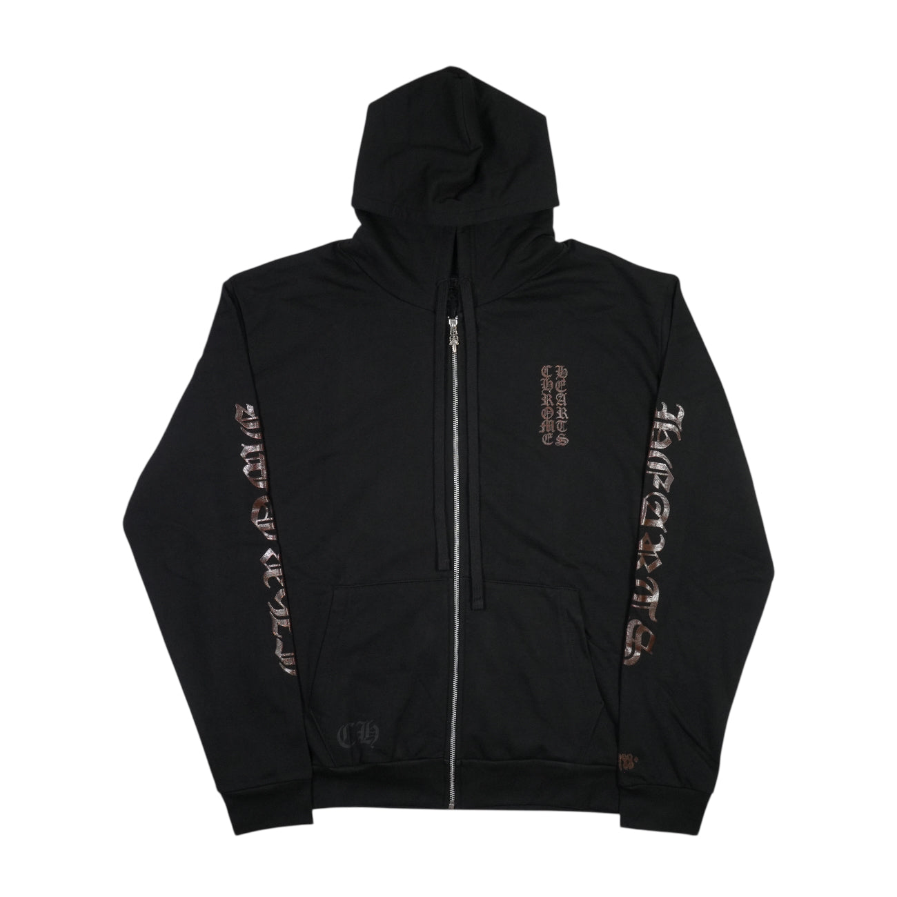 オンライン限定グリッタープリント【ジップパーカー】【ブラック×ブラウン】 SIZE:XL
