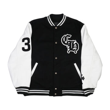 ヴァーシティ VARSITY 33 クロスパッチ付き【レザー切替スタジャン ジャケット】【ブラック】 SIZE:XXL
