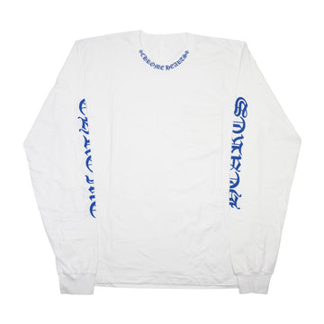 ネックロゴプリント 【カットソー】【ホワイト×ブルー】 SIZE:XL