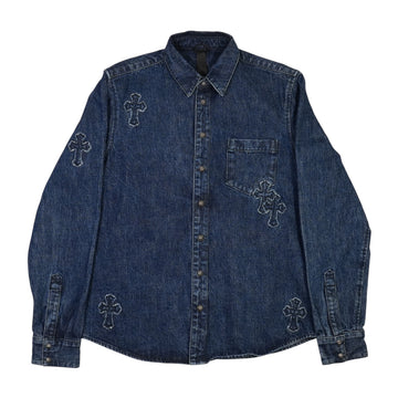 ルーズエンド LOOSE END 【デニムクロスパッチ付デニムシャツ】【ブルー】 SIZE:L
