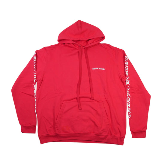 オンライン限定スクロールラベルバックプリント 【パーカー】【レッド】【新品】 SIZE:XL