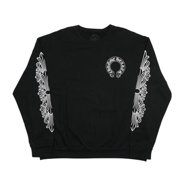 袖フローラルホースシュー袖プリント 【スウェット】【ブラック】 SIZE:L