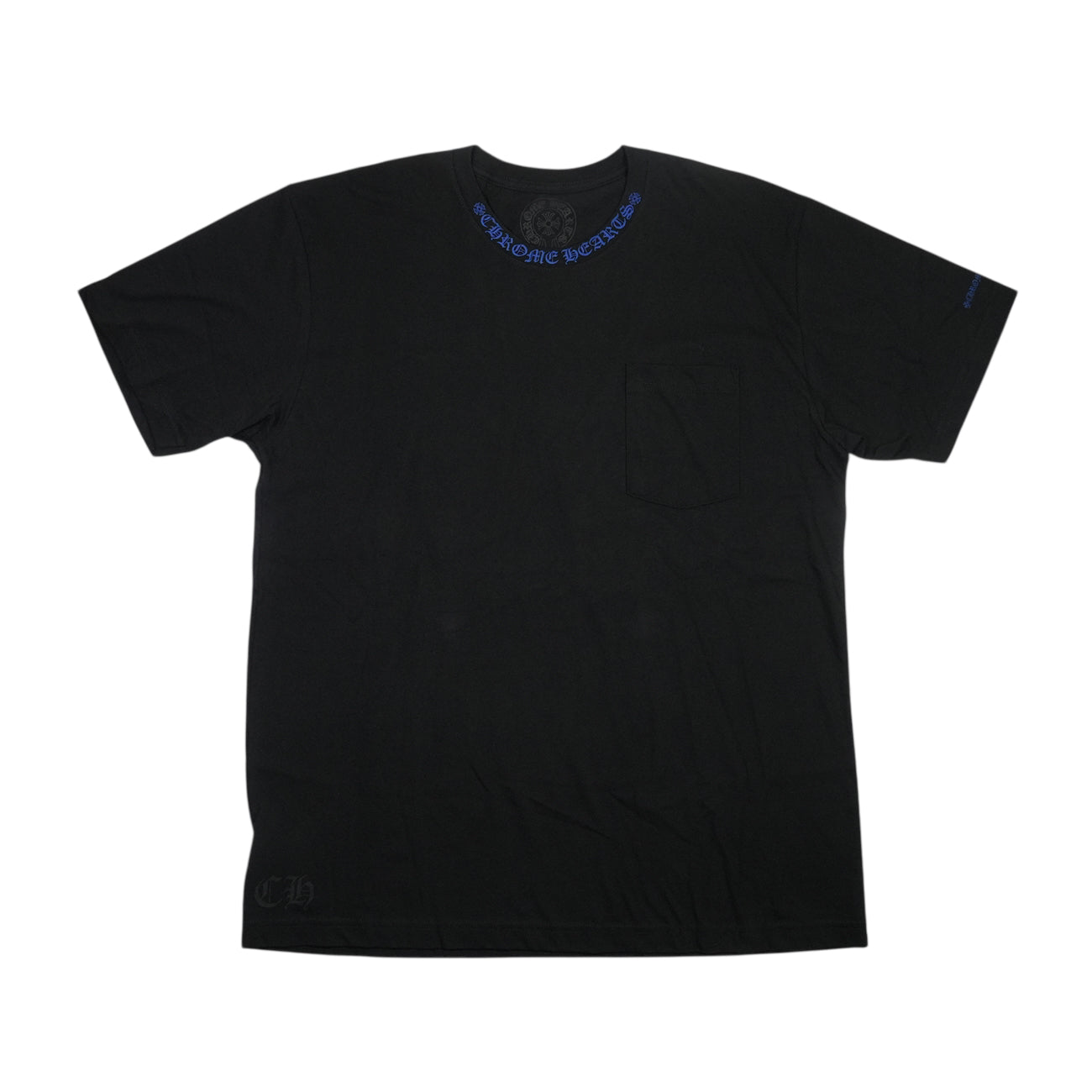 ネックロゴプリント 【Tシャツ】【ブラック×ブルー】 SIZE:XL