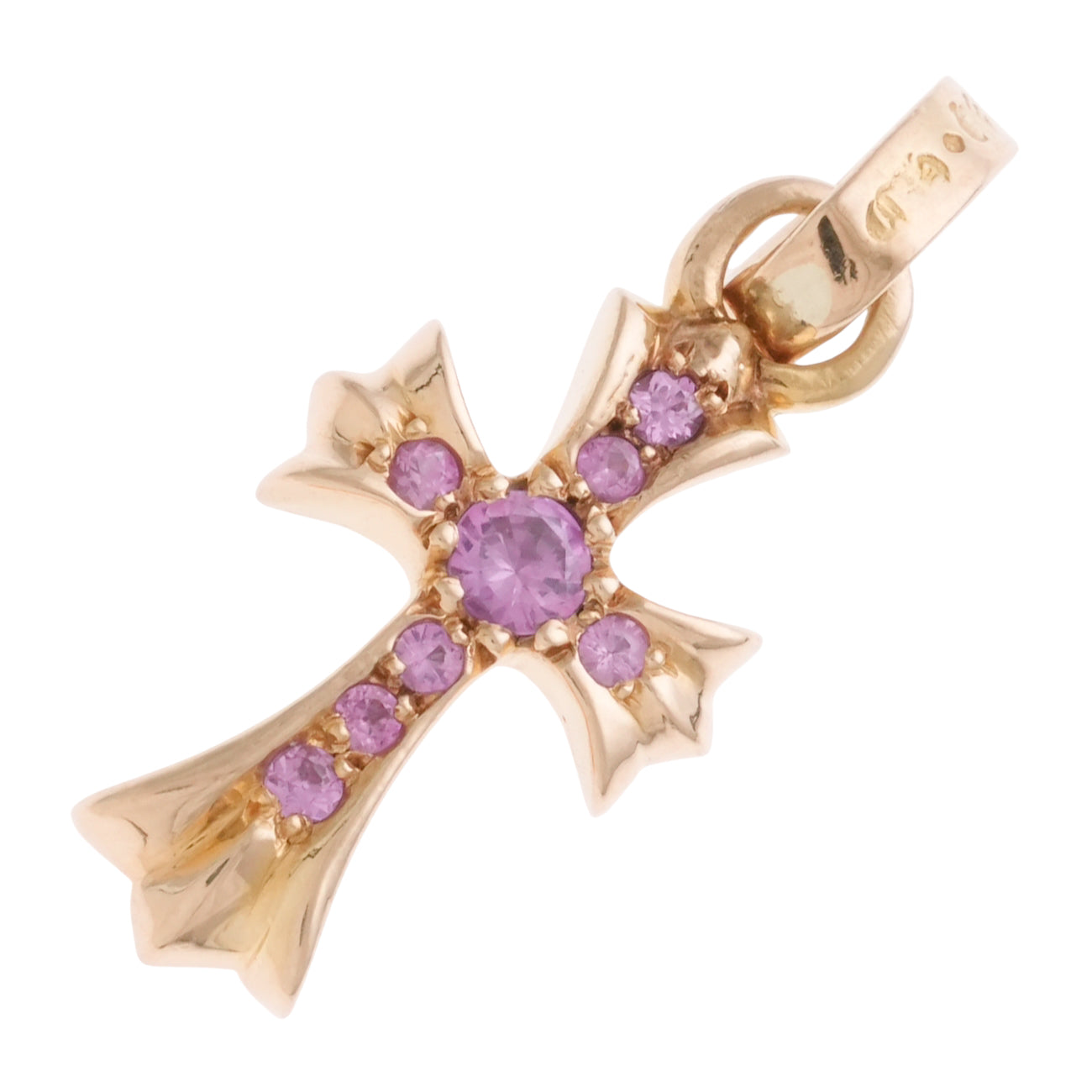 22K ベイビーファット PAVE P SP CRS BBYFAT 【ゴールドネックレストップ チャーム パヴェ ピンクサファイア】インボイス付き