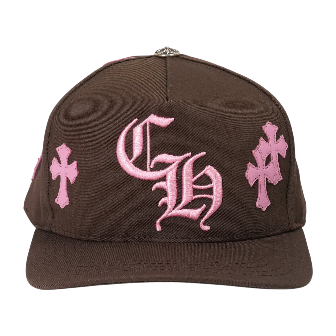 CH刺繍クロスパッチ付き 【ベースボールキャップ/BASEBALL CAP】【ブラウン×ピンク】 SIZE:ONE