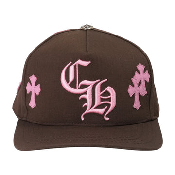 CH刺繍クロスパッチ付き 【ベースボールキャップ/BASEBALL CAP】【ブラウン×ピンク】 SIZE:ONE