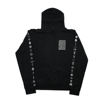 マルチモチーフ袖プリント 【パーカー】【ブラック】 SIZE:S