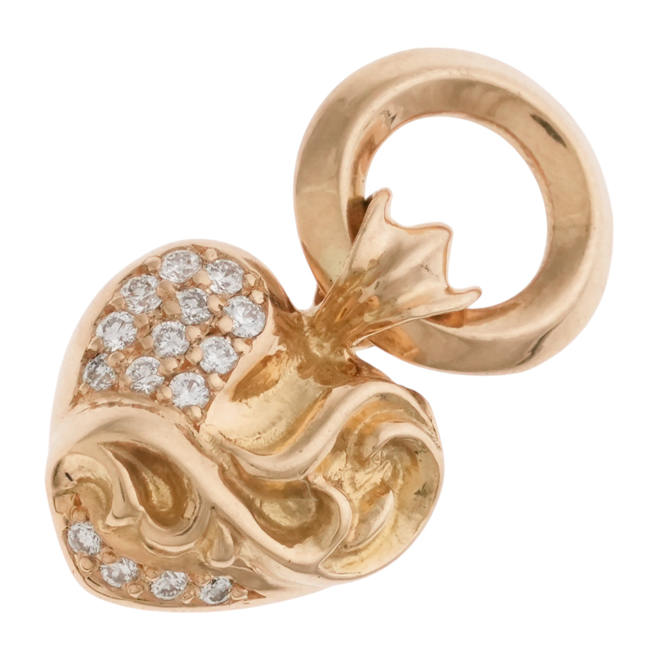 22K ハート PAVE DIA HEART 【ゴールドネックレストップ チャーム パヴェ ダイヤモンド】