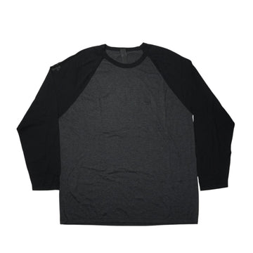 クロスパッチ付き 【ラグランスリーブシルクカットソー】【ブラック】SIZE:XL