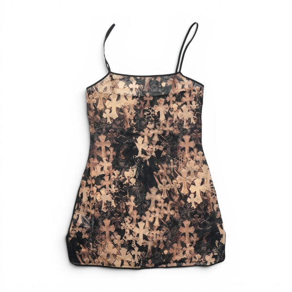 SHEER MESH BATEAU シアーセメタリークロス総柄プリント 【キャミソールワンピース】【ブラック】【新品】 SIZE:S