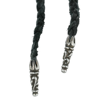 LEATHER BRAID スクロールレザーブレード シルバーネックレス